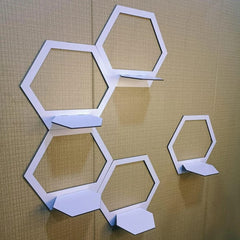 Pack of 5 hexagon wall shelves set