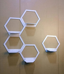 Pack of 5 hexagon wall shelves set