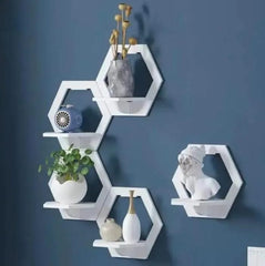 Pack of 5 hexagon wall shelves set