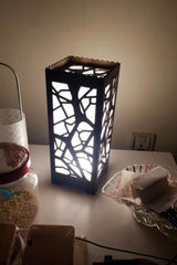 Wooden side table lamp