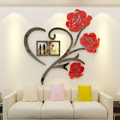 Heart shape wooden flower wall art