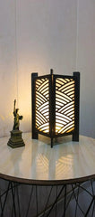 Wooden side table lamp