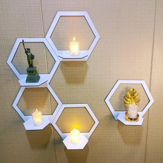 Pack of 5 hexagon wall shelves set