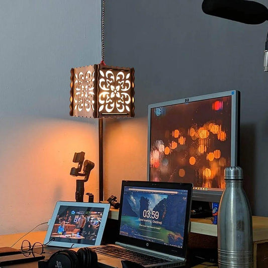 Rechargable Brwon MDF woodnight ceiling lamp