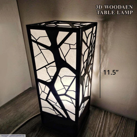 Wooden side table lamp