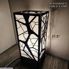 Wooden side table lamp