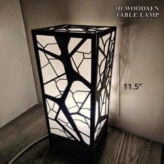 Wooden side table lamp