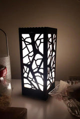 Wooden side table lamp