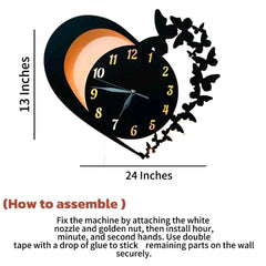 Heart design analog wall clock