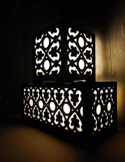 Wooden double lamp deep laser cutting