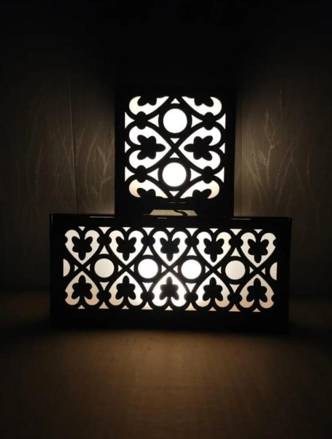 Wooden double lamp deep laser cutting