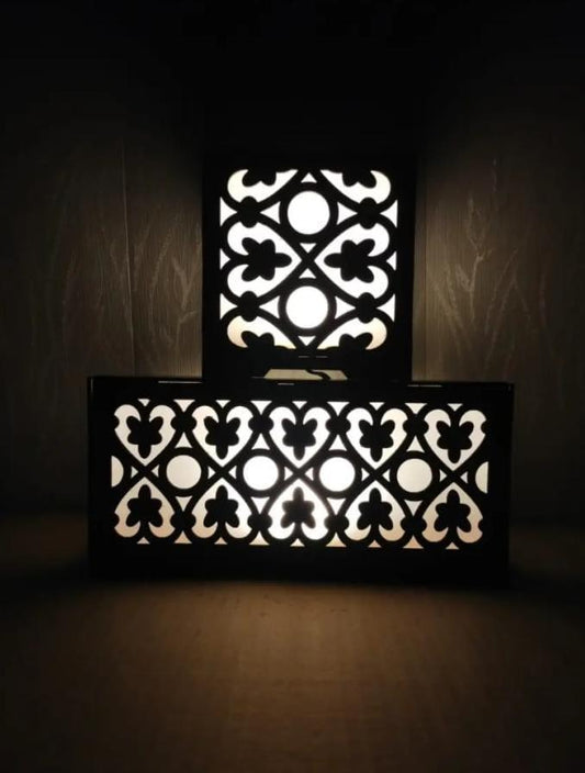 Wooden double lamp deep laser cutting