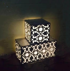Wooden double lamp deep laser cutting