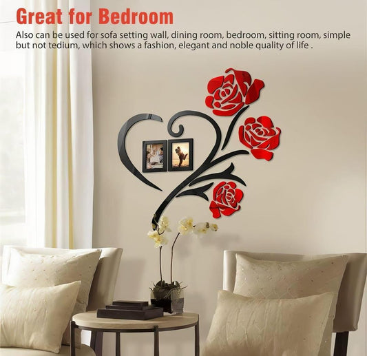 Heart shape wooden flower wall art