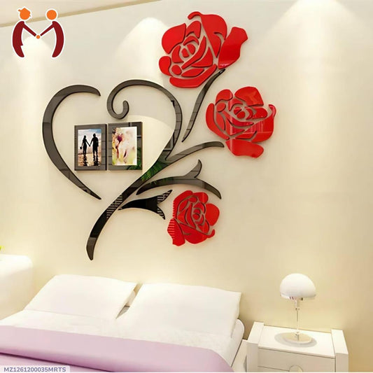 Heart shape wooden flower wall art