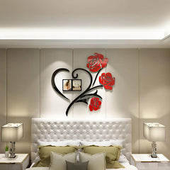 Heart shape wooden flower wall art