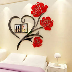 Heart shape wooden flower wall art