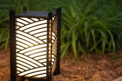 Wooden side table lamp