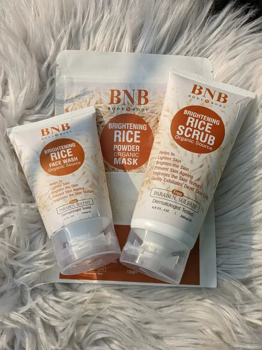 BNB skin rice organic whitening glow kit